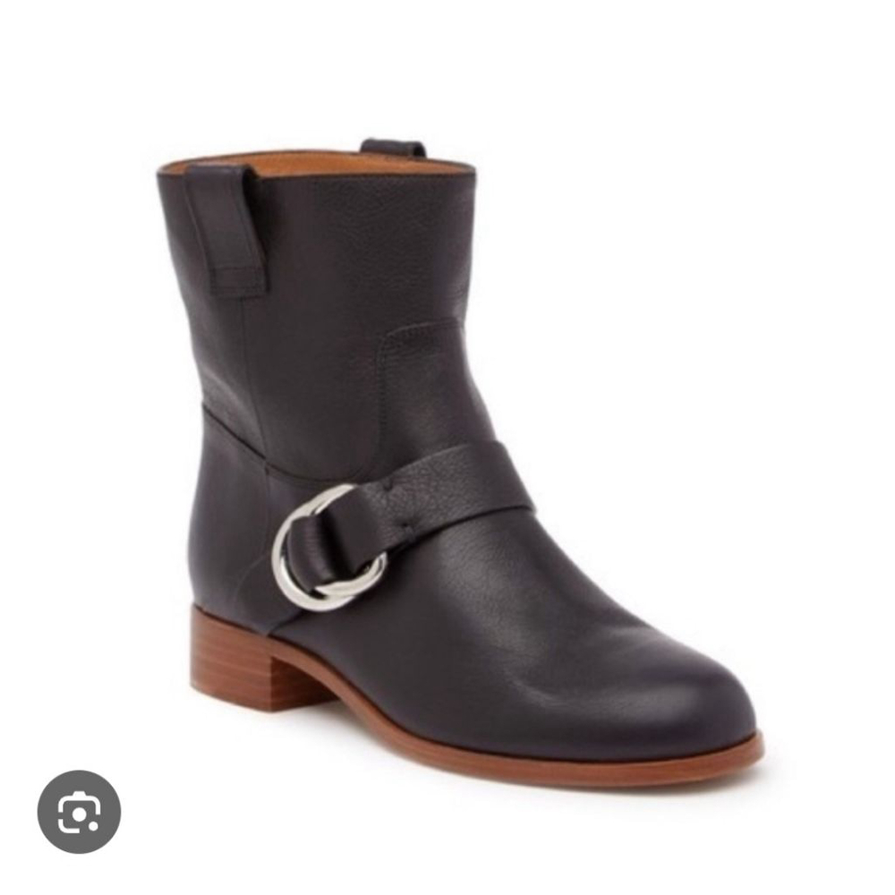 FRYE Ricki Ring Fold Strap Black‎ Leather Ankle Boots Size 7